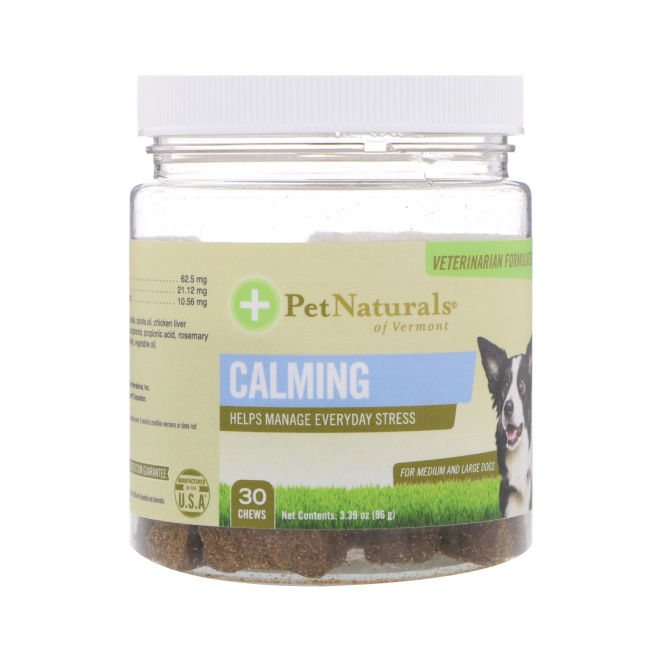 Pet Naturals of Vermont, Успокоительное, Для средних и крупных собак, 30 жевательных таблеток, 3,39 унц. (96 г)