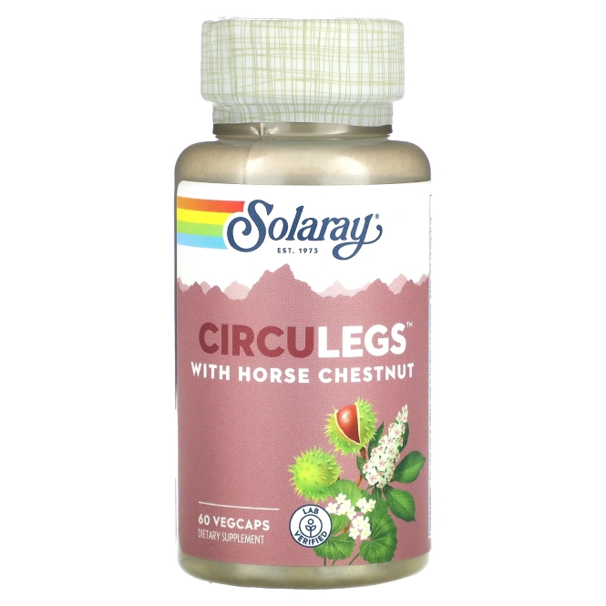 Solaray, CircuLegs с конским каштаном, 60 вегетарианских капсул