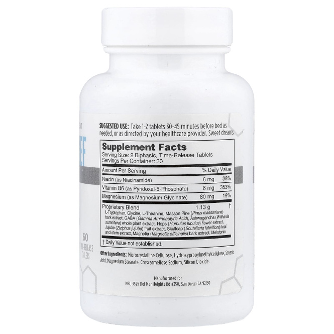 NBI, Sleep Relief, средство для улучшения сна, 60 таблеток постепенного высвобождения