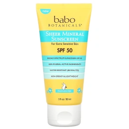 Babo Botanicals, Чистое минеральное солнцезащитное средство, SPF 50, без отдушек, 89 мл (3 жидк. унц.)