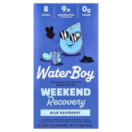 Waterboy, Weekend Recovery, смесь для приготовления напитков с электролитами для гидратации, голубая малина, 8 пакетиков по 7 г (0,25 унции)