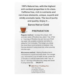 J&R Port Trading, Pure Rooibos Red Tea (Настоящий красный чай ройбуш), без кофеина, 40 чайных пакетиков, 100 г (3,53 унции)