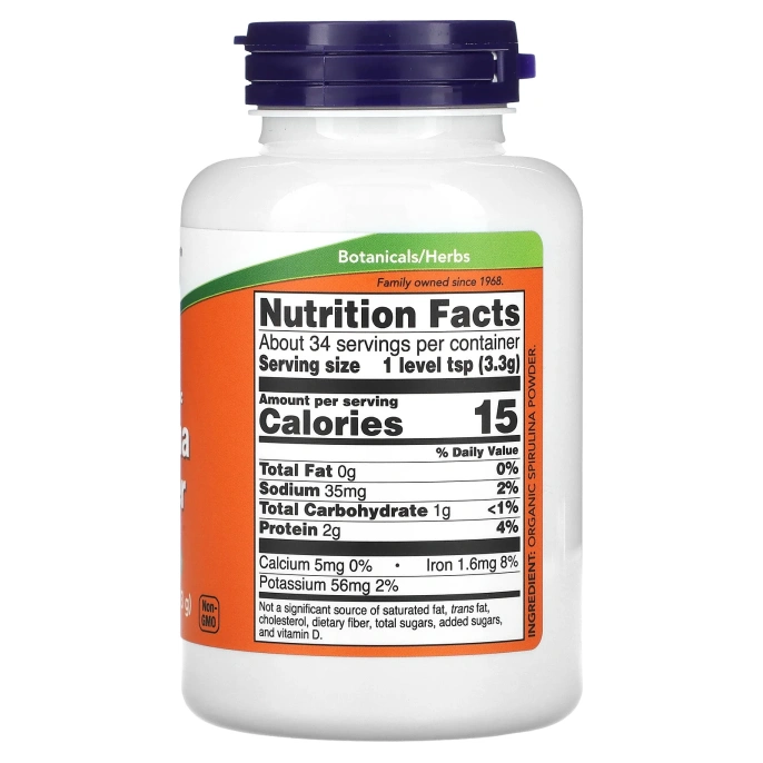 Now Foods Порошок спирулины Чистый зеленый суперпродукт - Сертифицированный органический 4 унции