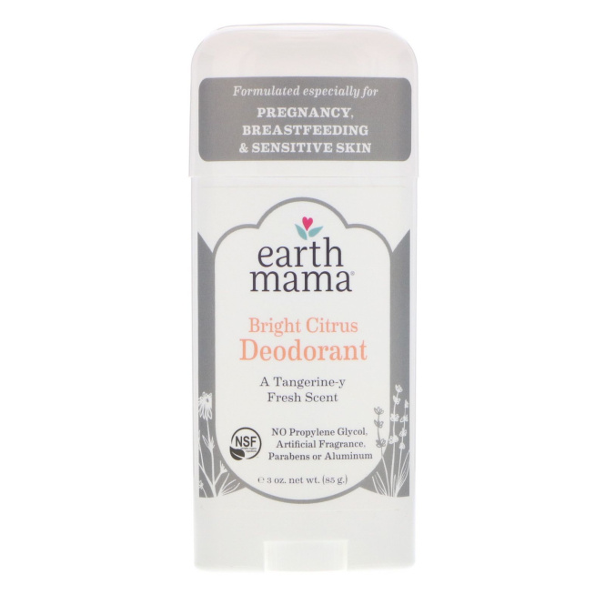 Earth Mama, Дезодорант, яркий цитрус, 3 унц. (85 г)