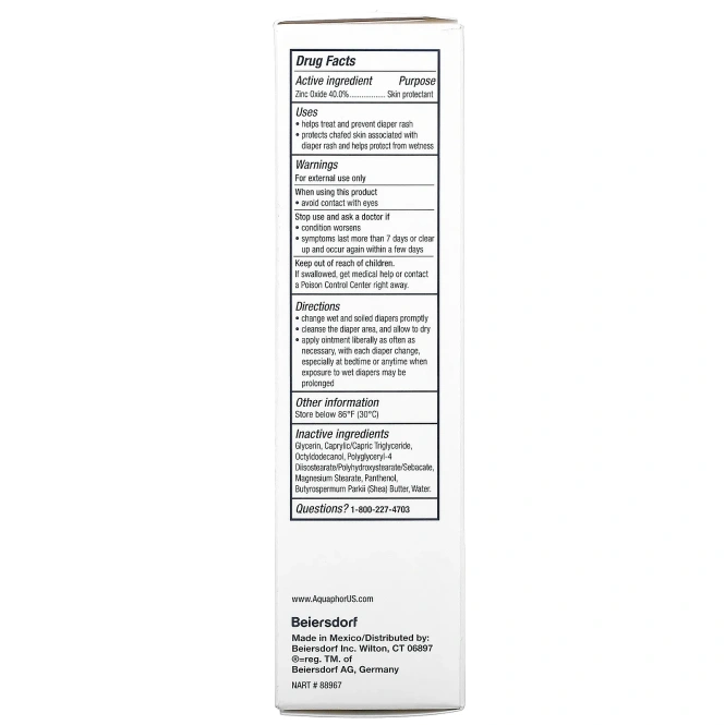Aquaphor, лечебная мазь для детей, быстрое устранение опрелостей от подгузников, 99 г (3,5 унции)