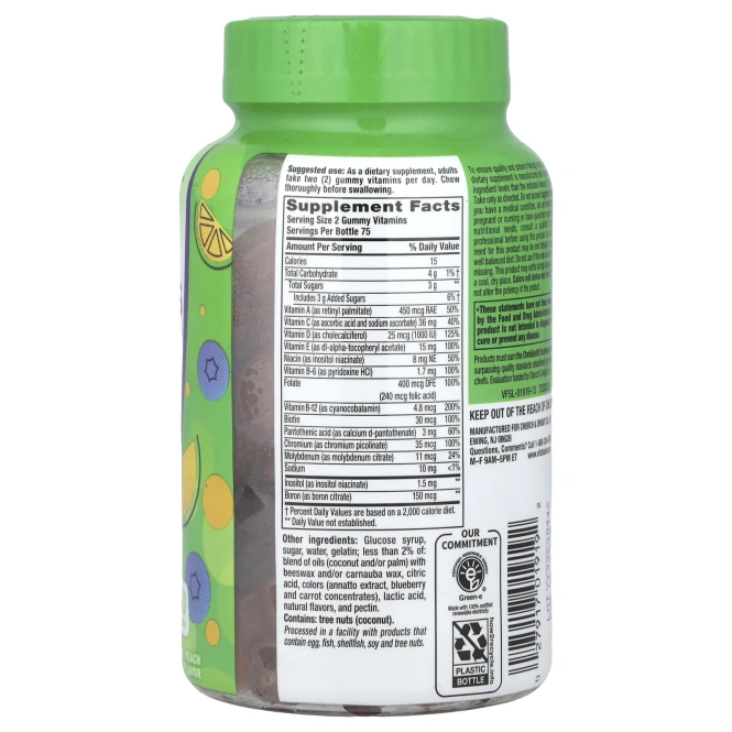 VitaFusion, MultiVites, незаменимые мультивитамины, натуральный ягодный, персиковый и апельсиновый вкусы, 150 жевательных таблеток