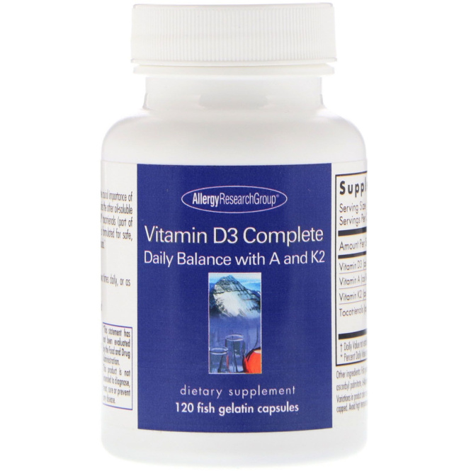 Allergy Research Group, Vitamin D3 Complete , 120 Fish Gelatin Capsules