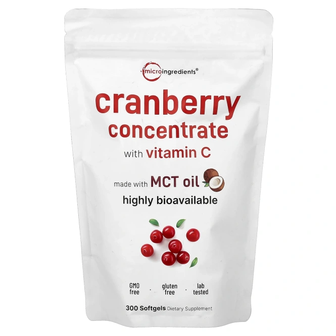 Micro Ingredients, клюквенный концентрат с витамином C, 300 капсул