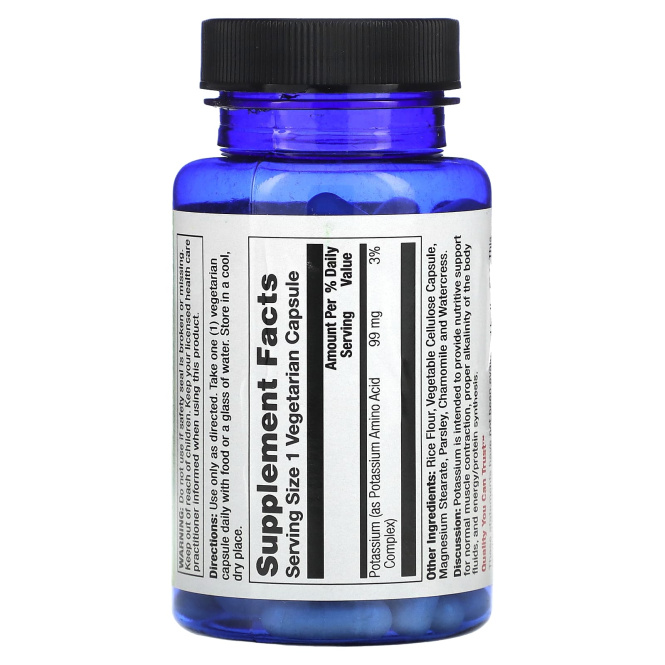 Nature's Life, Калий, 99 мг, 100 вегетарианских капсул