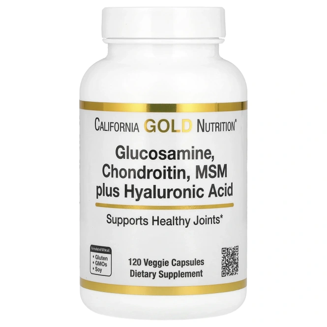 Глюкозамин Хондроитин МСМ California Gold Nutrition с гиалуроновой кислотой, 120 вегетарианских капсул