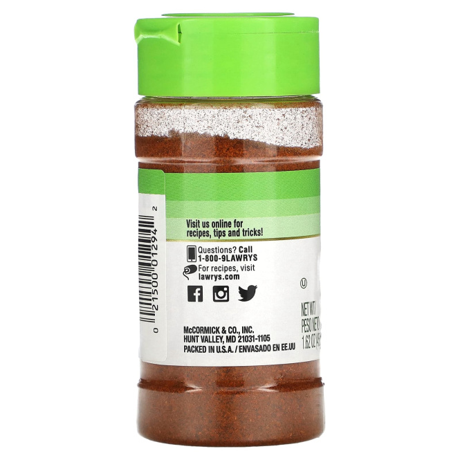 Lawry's, Casero, кайенский перец, 45 г (1,62 унции)
