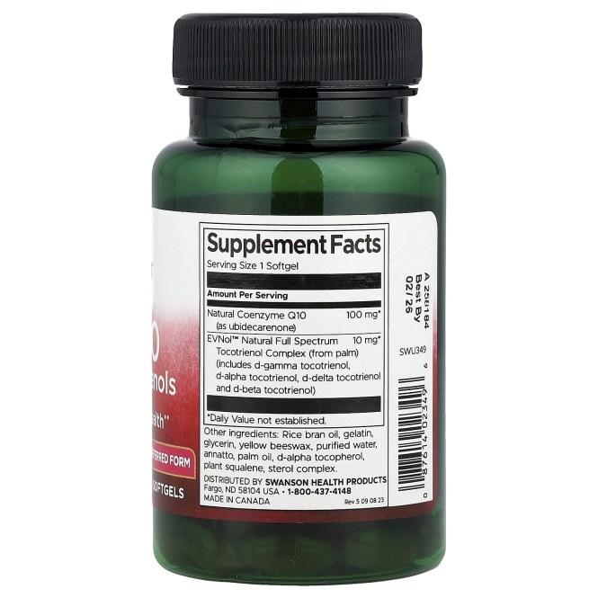 Swanson, Коэнзим Q10 с токотриенолами, 60 мягких таблеток