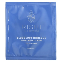 Rishi Tea, органический чай с растительной смесью, гибискус и черника, без кофеина, 15 пакетиков, 48 г (1,69 унции)