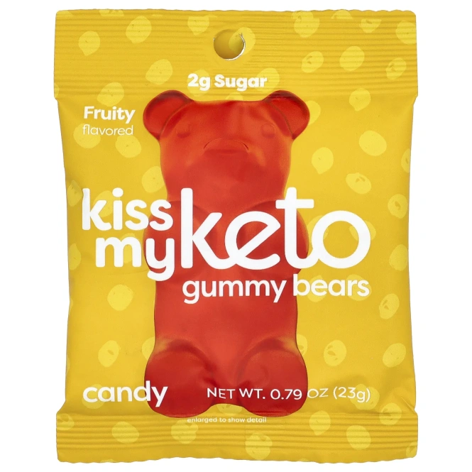 Kiss My Keto, кетогенные жевательные мишки, с фруктовым вкусом, 12 пакетиков по 23 г (0,79 унции)