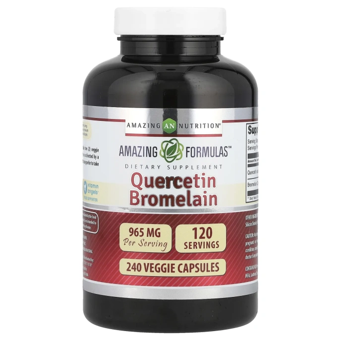 Amazing Nutrition, кверцетин с бромелаином, 240 растительных капсул