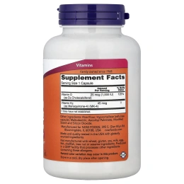 NOW Foods, витамины D3 и K2, 240 капсул