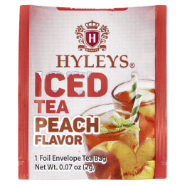 Hyleys Tea, холодный черный чай, персик, 20 индивидуально упакованных чайных пакетиков, 40 г (1,41 унции)
