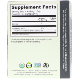 Earth Mama, 100% Organic Raspberry Leaf Tea, Full-Bodied Single Herb, 16 Tea Bags, .84 oz (24 g)