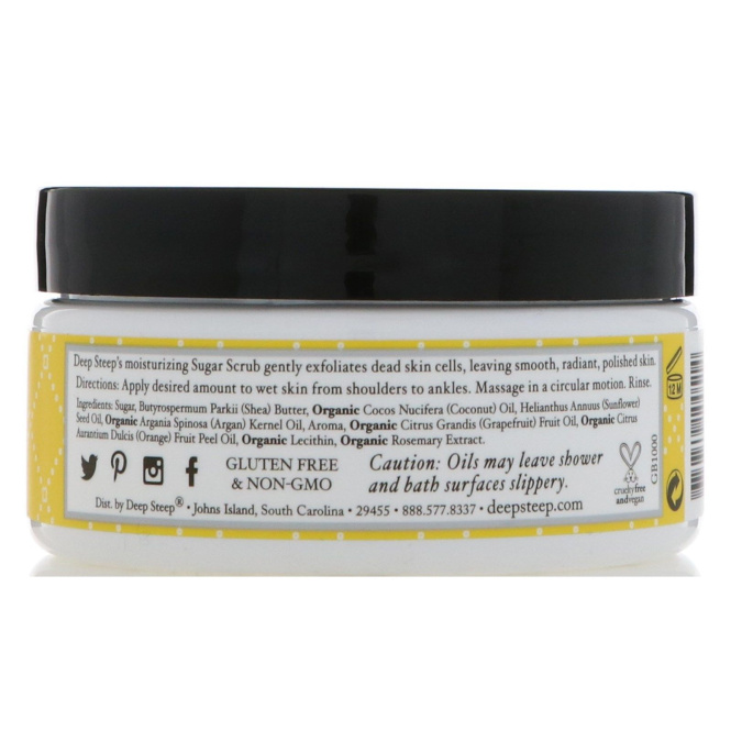 Deep Steep, Сахарный скраб, грейпфрут и бергамот, 8 унций (226 г)