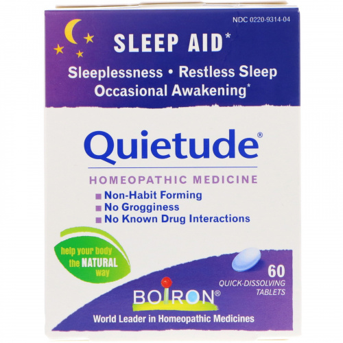 Boiron, Quietude, помощь сну, 60 быстрорастворимых таблеток