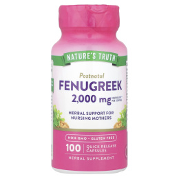 Nature's Truth, пажитник, 2000 мг, 100 капсул с быстрым высвобождением (1000 мг в 1 капсуле)