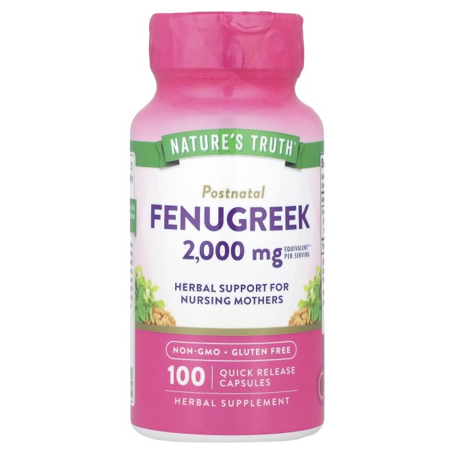 Nature's Truth, пажитник, 2000 мг, 100 капсул с быстрым высвобождением (1000 мг в 1 капсуле)