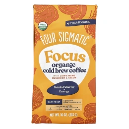 Four Sigmatic, Focus, органический холодный кофе с ежовиком гребенчатым, грибами и яконом, крупного помола, темная обжарка, 283 г (10 унций)