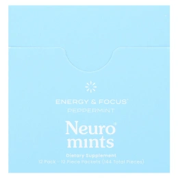 NeuroGum, NeuroMints, энергия и концентрация, перечная мята, 12 пакетиков по 12 шт. (всего 144 шт.)