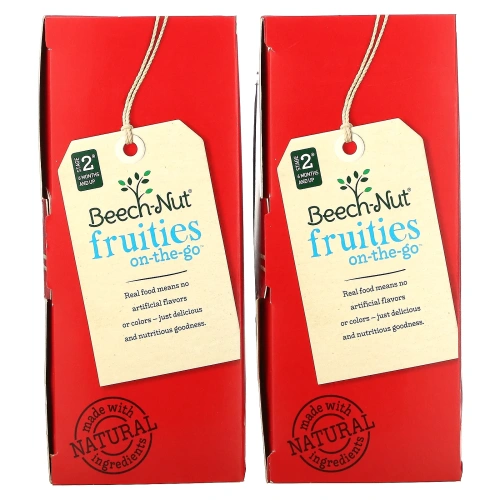 Beech-Nut, Fruities, Stage 2, яблоко, персик и клубника, 12 пакетиков по 99 г (3,5 унции)