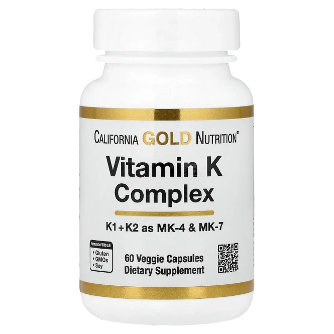 California Gold Nutrition, комплекс витаминов группы K, 60 растительных капсул