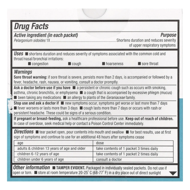 Nature's Way, Umcka, ColdCare Kids, FastActives, Со вкусом вишни, 10 пакетов сухой смеси