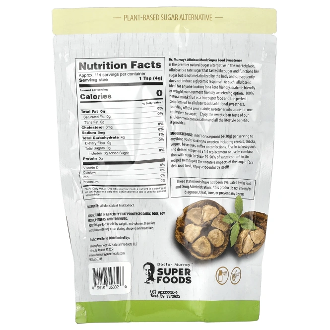 Dr. Murray's, Allulose Monk, заменитель сахара, 454 г (16 унций)