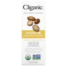 Cliganic, 100% чистое и натуральное аргановое масло, 120 мл (4 жидк. унции)