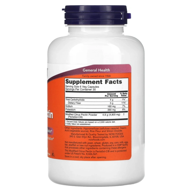 Now Foods, Модифицированный цитрусовый пектин, 800 мкг, 180 растительных капсул