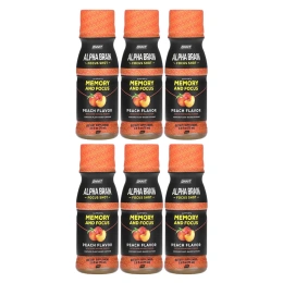 Onnit, Alpha Brain Focus Shot, персик, 6 флаконов по 75 мл (2,5 жидк. унц.)