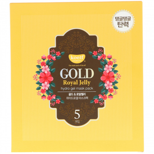 Koelf, Gold Royal Jelly Hydro Gel Mask Pack, 5 Masks, 30 g Each