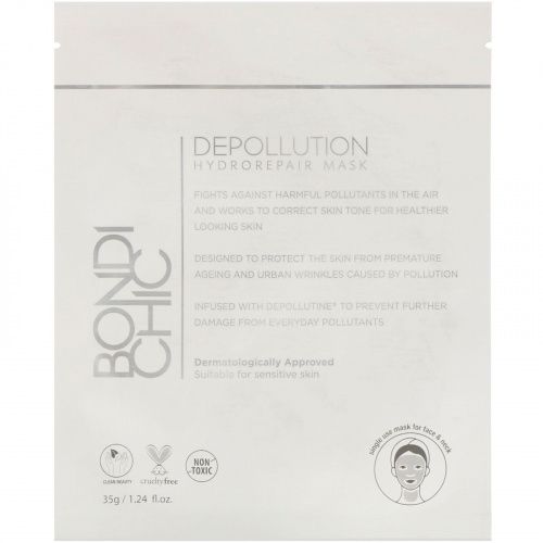 Bondi Chic, Depollution, увлажняющая и восстанавливающая тканевая маска, 1 шт., 35 г (1,24 жидк. унции)