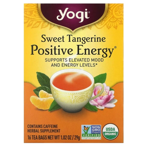 Yogi Tea, Positive Energy со вкусом сладкого мандарина, 16 чайных пакетиков, 1.02 унций (29 г)