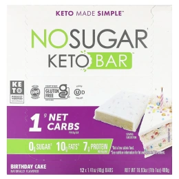 No Sugar Company, Keto Bar™, праздничный торт, 12 батончиков, по 40 г (1,41 унции)