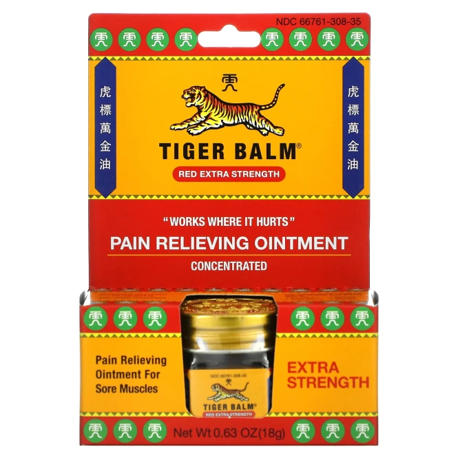 Tiger Balm, Экстрасильная обезболивающая мазь, 0.63 унций (18 г)