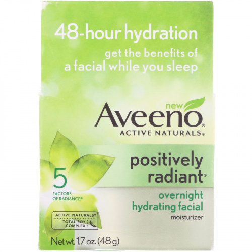 Aveeno, Active Naturals, Positively Radiant, ночной увлажняющий крем для лица, 1,7 унц. (48 г)