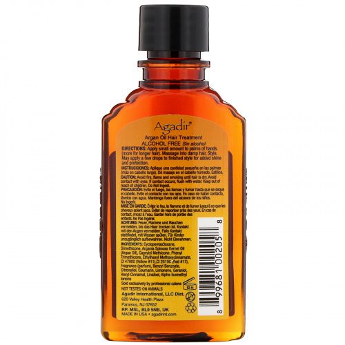 Agadir, Аргановое масло, для ухода за волосами, 66,5 мл (2,25 жидк. унции)