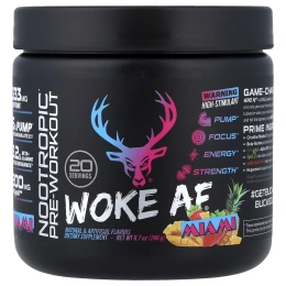 Bucked Up, Wake AF®, ноотропный предтренировочный комплекс, Майами, клубника, манго и ананас, 246 г (8,7 унции)