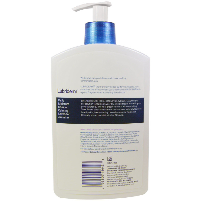 Lubriderm, Ежедневный увлажняющий лосьон, ши + успокаивающая лаванда и жасмин, 16 жидк. унц. (473 мл)
