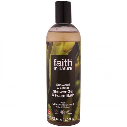 Faith in Nature, Гель для душа и пена для ванной, водоросли и цитрус, 13,5 жидк. унц. (400 мл)