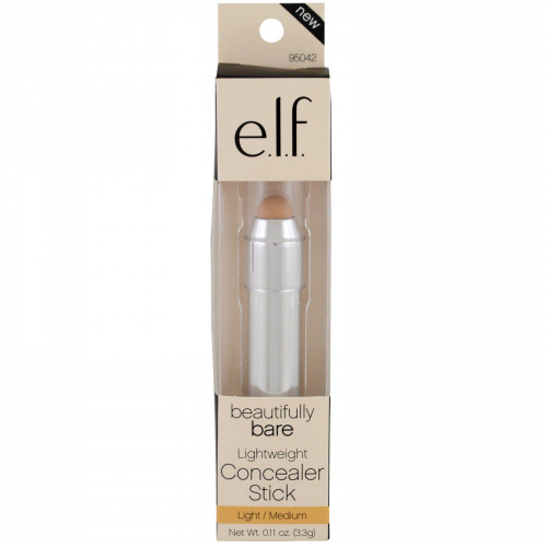 E.L.F. Cosmetics, Beautifully Bare, Lightweight Concealer Stick, Light/Medium, 0.11 oz (3.3 g)