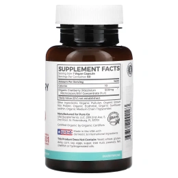 Pure Co., концентрат органической клюквы, 60 растительных капсул