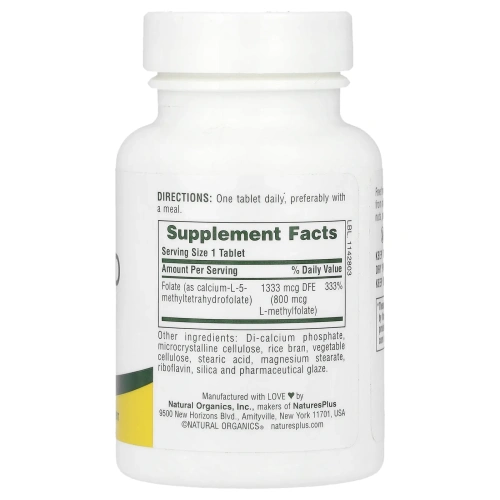 Nature's Plus, Фолиевая кислота, 800 мкг, 90 таблеток