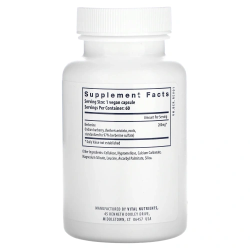 Vital Nutrients, Берберин, 200 мг, 60 веганских капсул