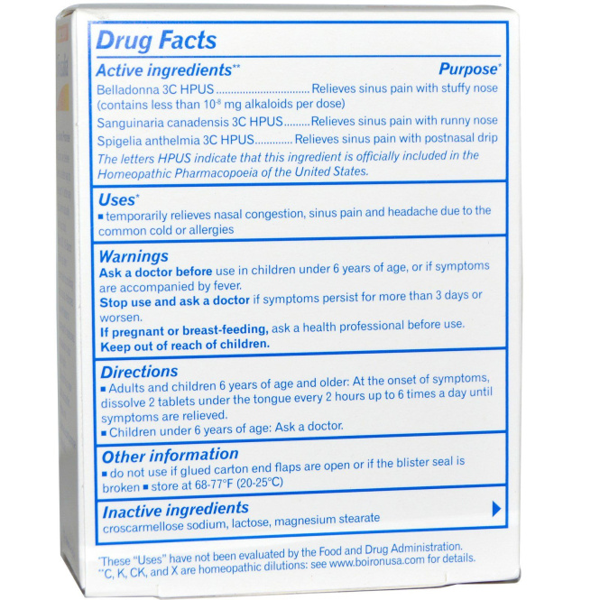 Boiron, Sinusalia 60 быстрорастворимых таблеток